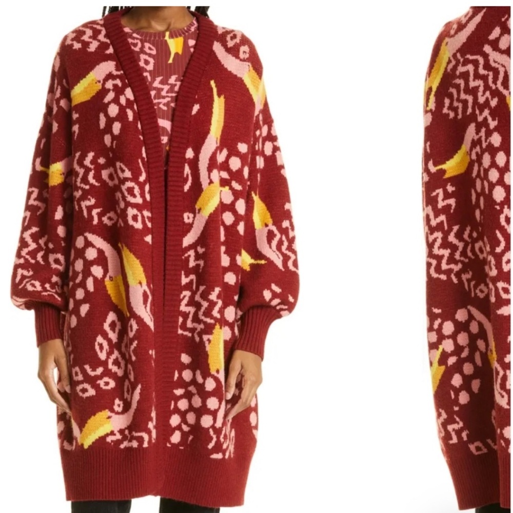 Farm Rio Cardigan Toucanissimo Cardy Midi Open Front Toucan